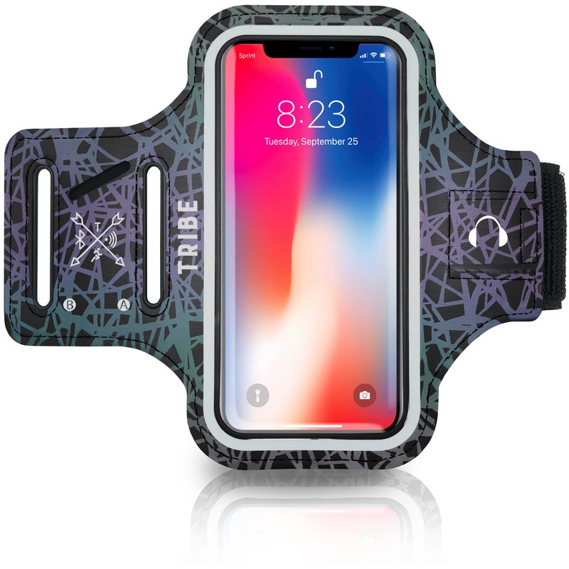 TRIBE Water Resistant Cell Phone Armband Case Running Holder for iPhone Pro Max Plus Mini SE (13/12/11/X/XS/XR/8/7/6/5) Galaxy S Ultra Plus Edge Note (21/20/10/9/8/7/6/5) Adjustable Strap & Key Pocket - Image 1